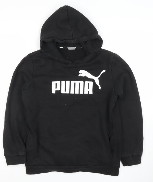 Puma Boys Black Pullover Hoodie Size 13-14 Years Cotton Blend