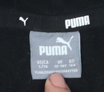 Puma Boys Black Pullover Hoodie Size 13-14 Years Cotton Blend