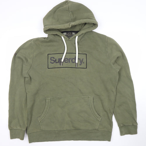 Superdry Men's Green XL Pullover Hoodie Logo Fleece Sweatshirt