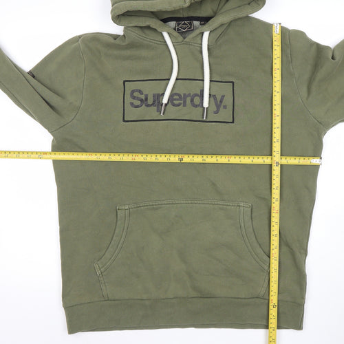Superdry Men's Green XL Pullover Hoodie Logo Fleece Sweatshirt