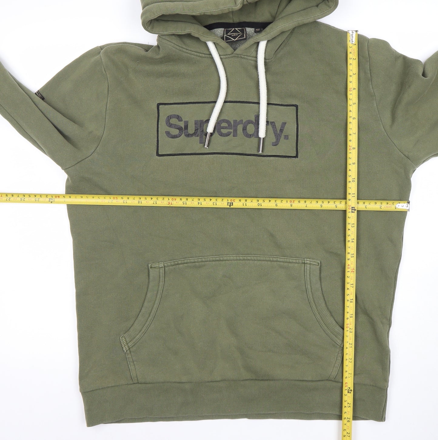 Superdry Men's Green XL Pullover Hoodie Logo Fleece Sweatshirt