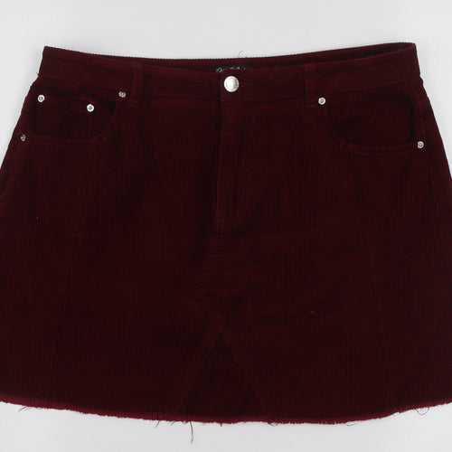 Miss Selfridge Women Red Corduroy Short Skirt UK 14