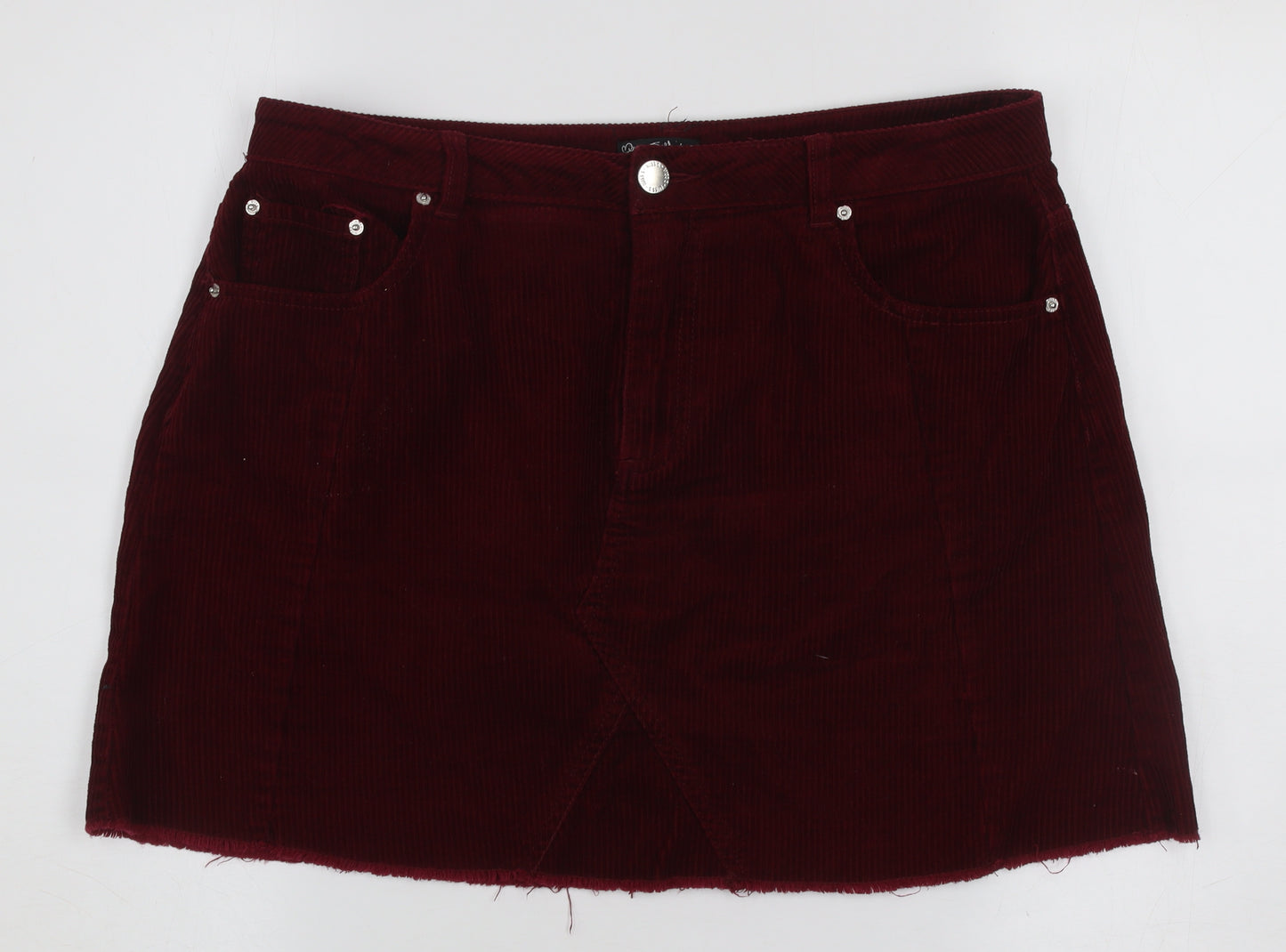 Miss Selfridge Women Red Corduroy Short Skirt UK 14