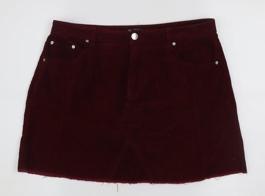 Miss Selfridge Women Red Corduroy Short Skirt UK 14