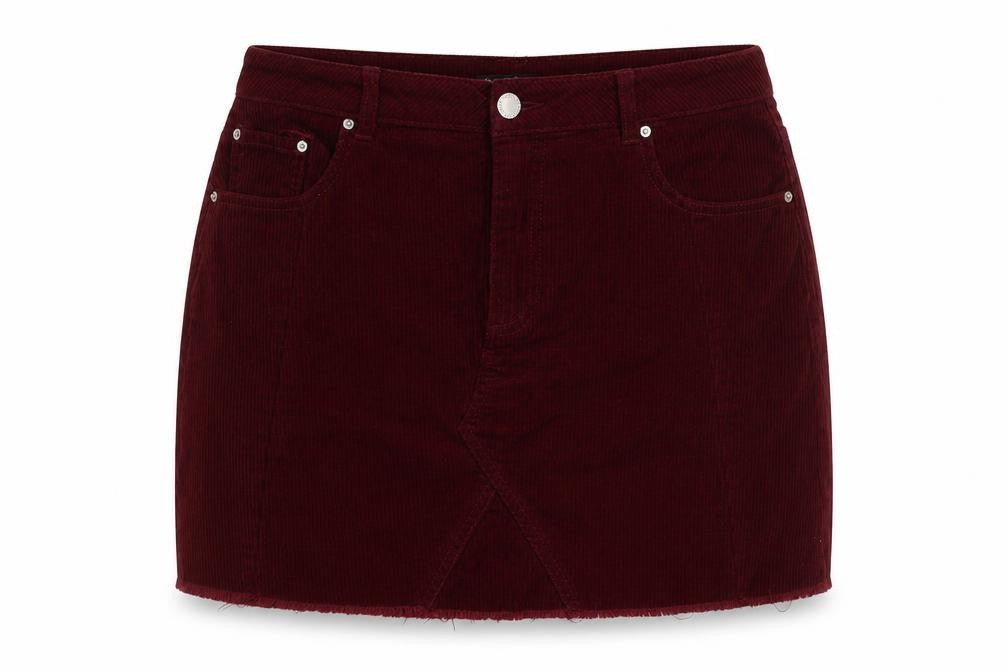 Miss Selfridge Women Red Corduroy Short Skirt UK 14