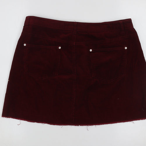 Miss Selfridge Women Red Corduroy Short Skirt UK 14