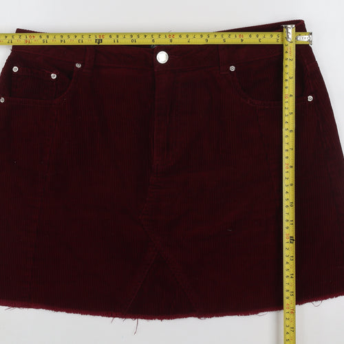 Miss Selfridge Women Red Corduroy Short Skirt UK 14