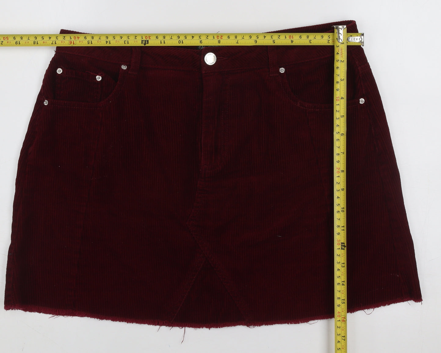 Miss Selfridge Women Red Corduroy Short Skirt UK 14