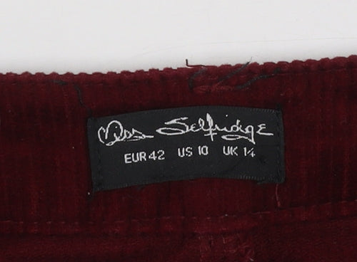 Miss Selfridge Women Red Corduroy Short Skirt UK 14