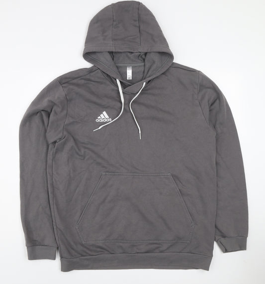 adidas Men's Grey Pullover Hoodie L Hooded Fleece Sportswear