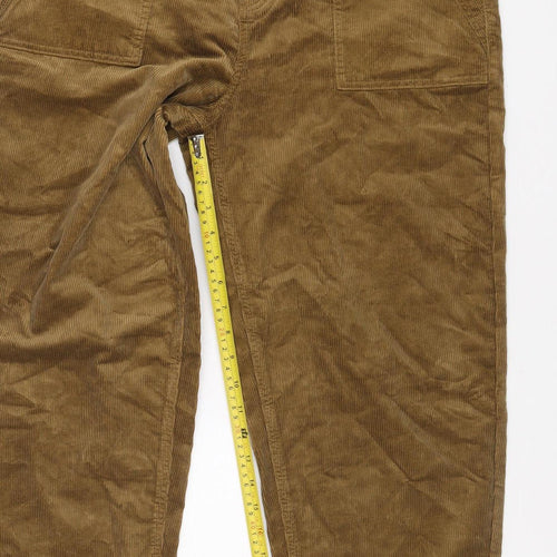 Marks and Spencer Men's Brown Corduroy Regular Fit Chino Trousers Size 14