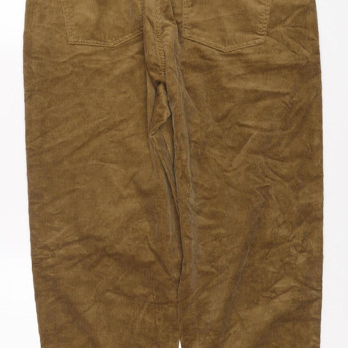 Marks and Spencer Men's Brown Corduroy Regular Fit Chino Trousers Size 14