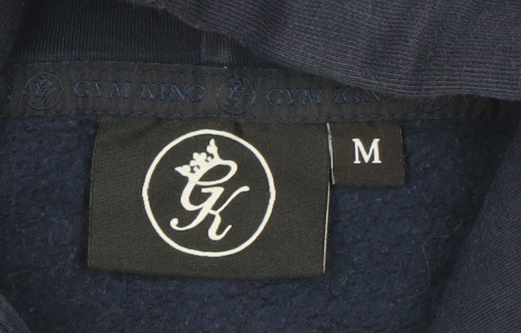 Gym King Men's Blue Pullover Hoodie Size M Fleece Logo Sweatshirt