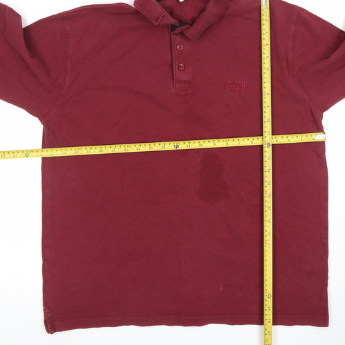 Cotton Traders Men's Crimson Long Sleeve Polo Shirt Size L 100% Cotton