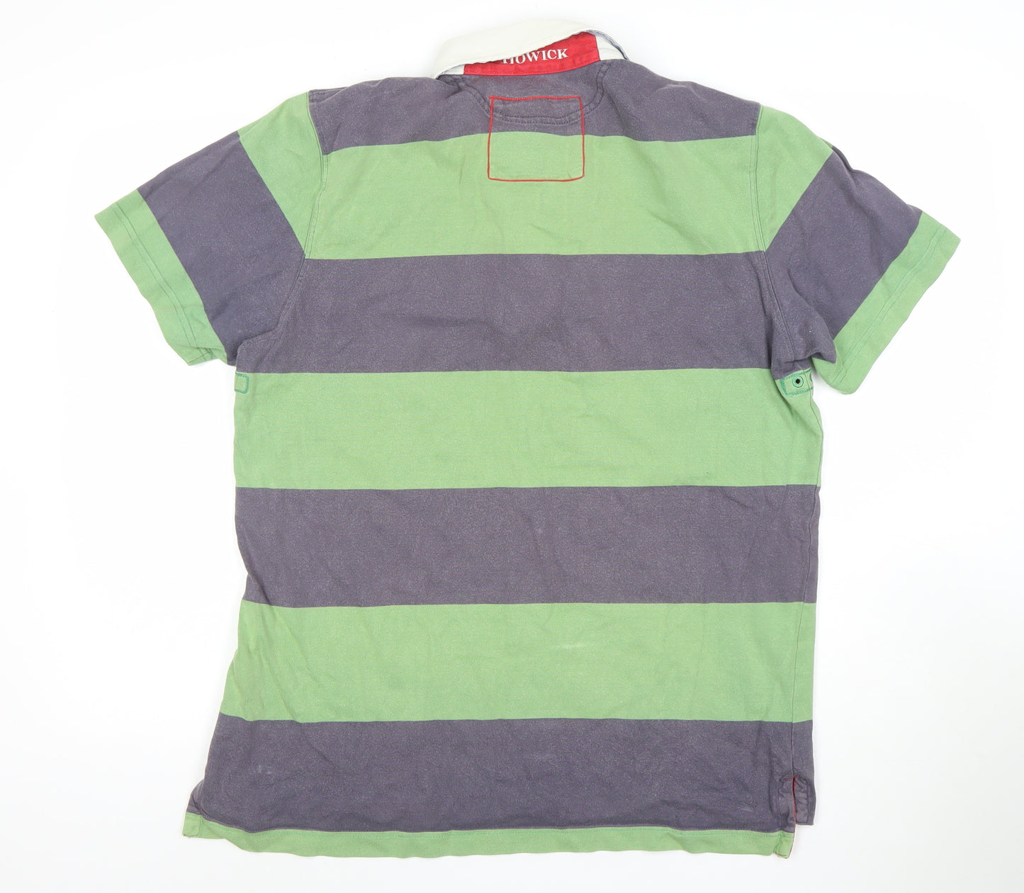 Howick Men's Green Striped Rugby Polo Shirt Size L Cotton