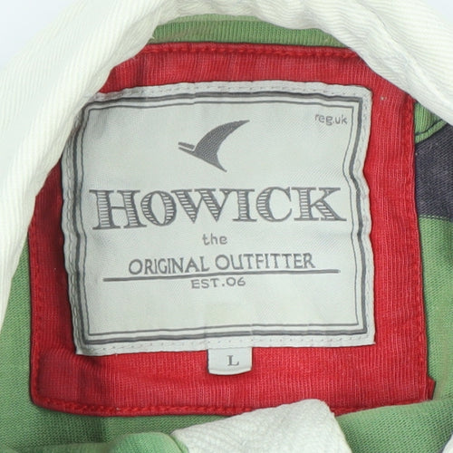 Howick Men's Green Striped Rugby Polo Shirt Size L Cotton