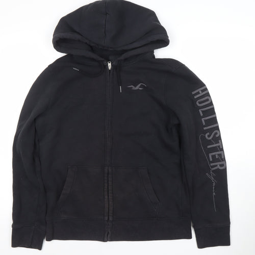 Hollister Men’s Black Full Zip Hoodie S Regular Fit Fleece Lined