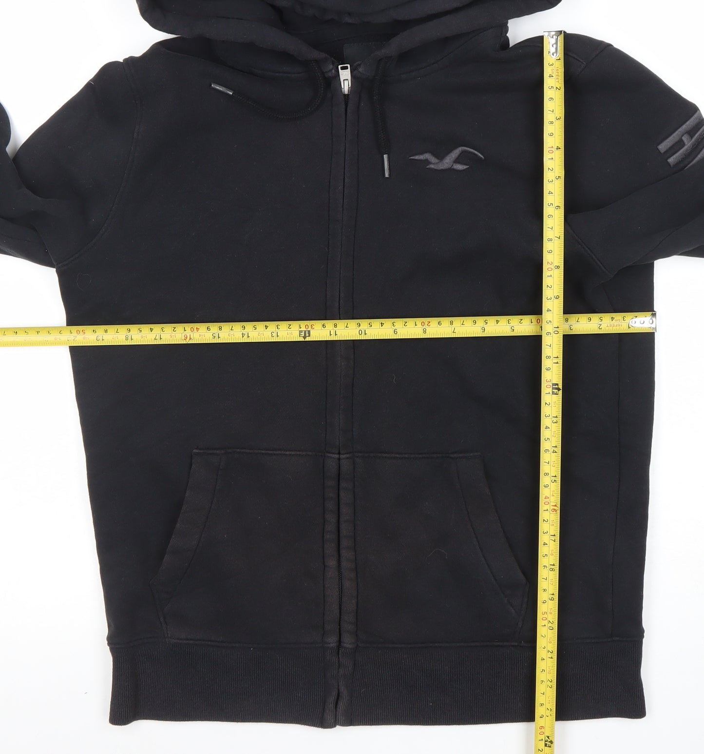 Hollister Men’s Black Full Zip Hoodie S Regular Fit Fleece Lined