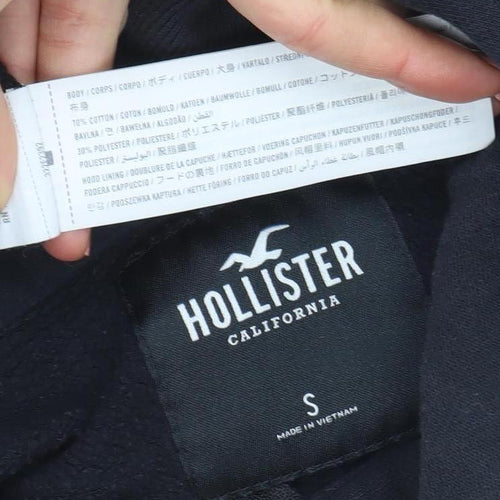 Hollister Men’s Black Full Zip Hoodie S Regular Fit Fleece Lined