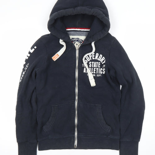 Superdry Men's Blue Full Zip Hoodie Size S Athletic Graphic