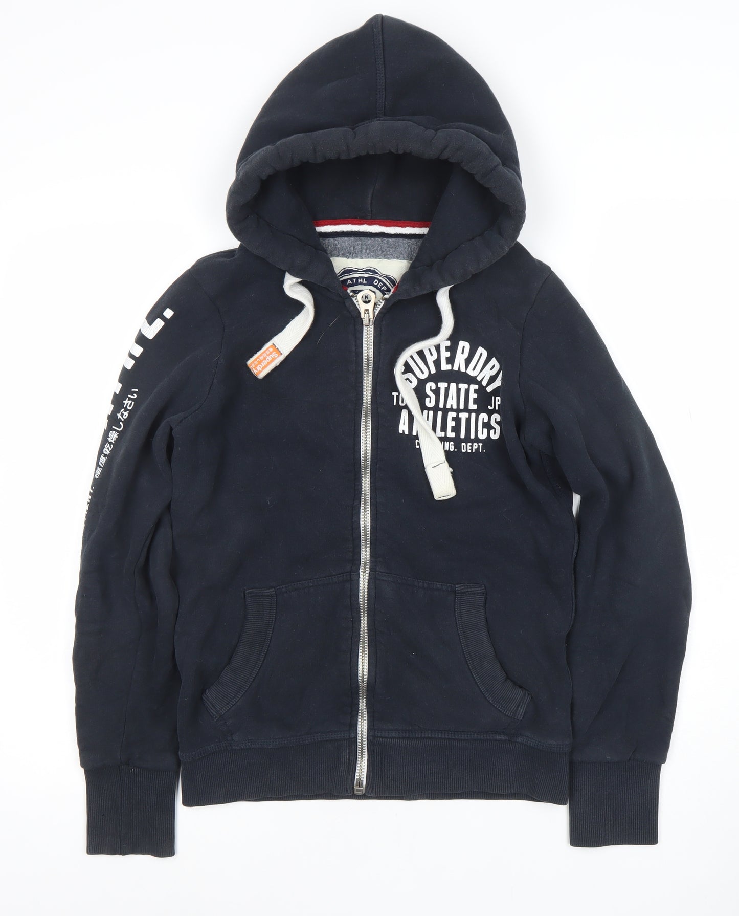 Superdry Men's Blue Full Zip Hoodie Size S Athletic Graphic