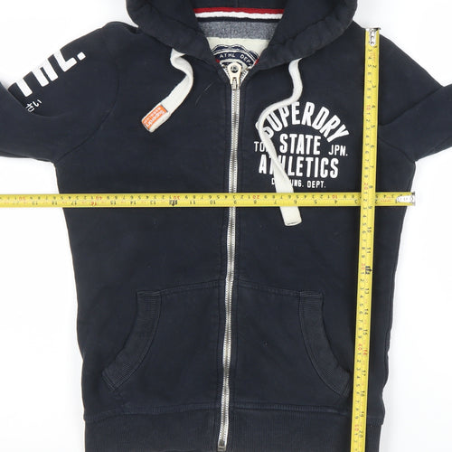 Superdry Men's Blue Full Zip Hoodie Size S Athletic Graphic