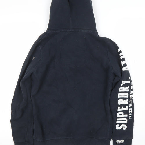 Superdry Men's Blue Full Zip Hoodie Size S Athletic Graphic