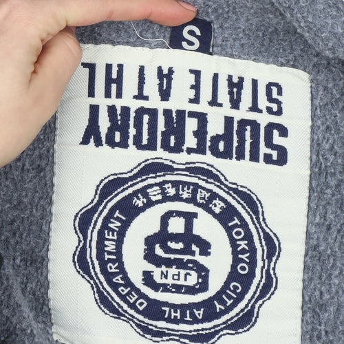 Superdry Men's Blue Full Zip Hoodie Size S Athletic Graphic