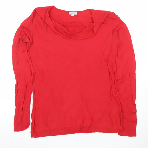 Jigsaw Women’s Red Cotton Cowl Neck Long Sleeve Top XS