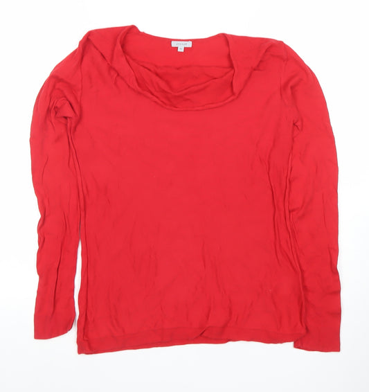 Jigsaw Women’s Red Cotton Cowl Neck Long Sleeve Top XS