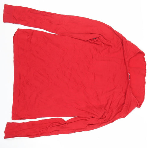 Jigsaw Women’s Red Cotton Cowl Neck Long Sleeve Top XS