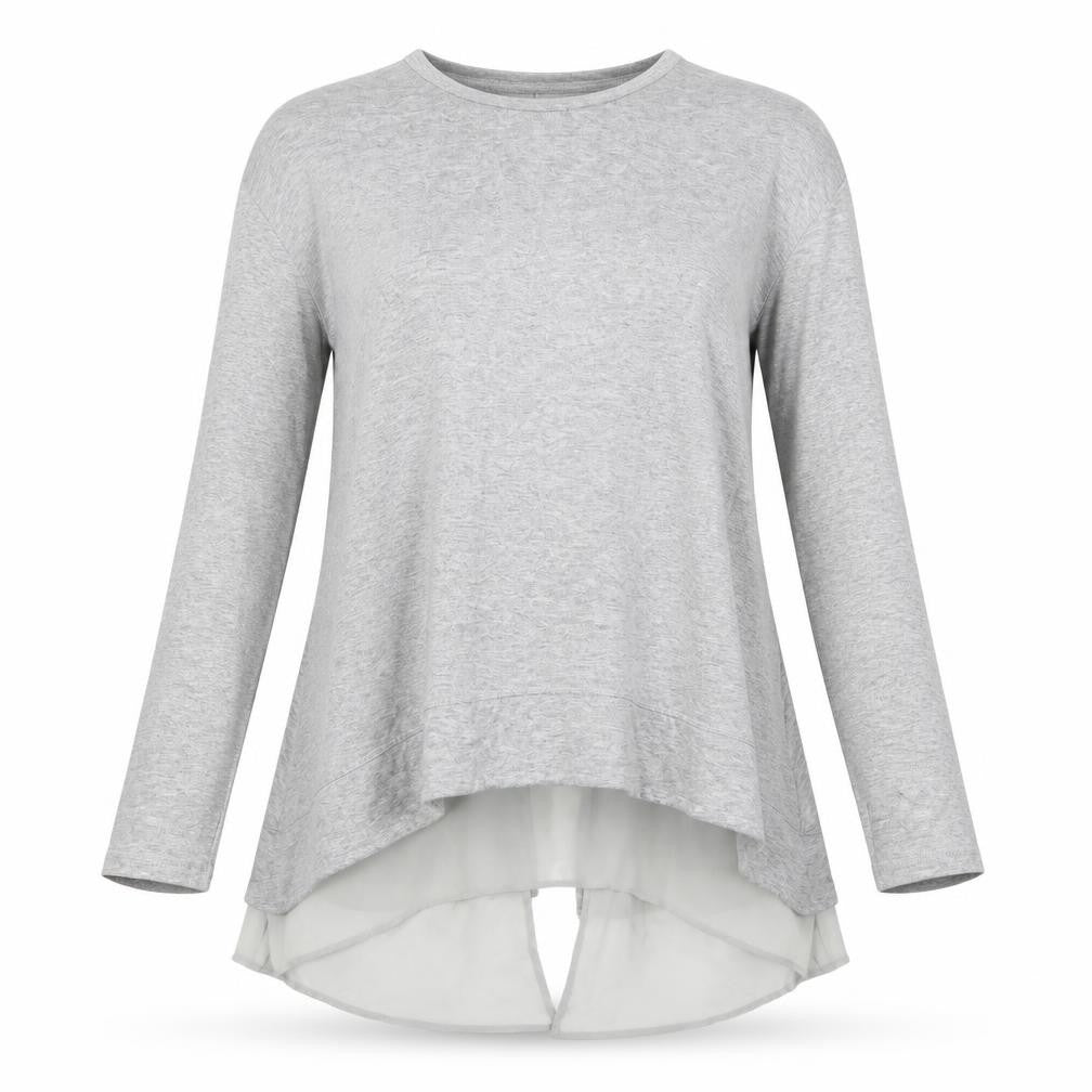 Front view of Firetrap Women’s Grey Long Sleeve Tunic Blouse UK 8