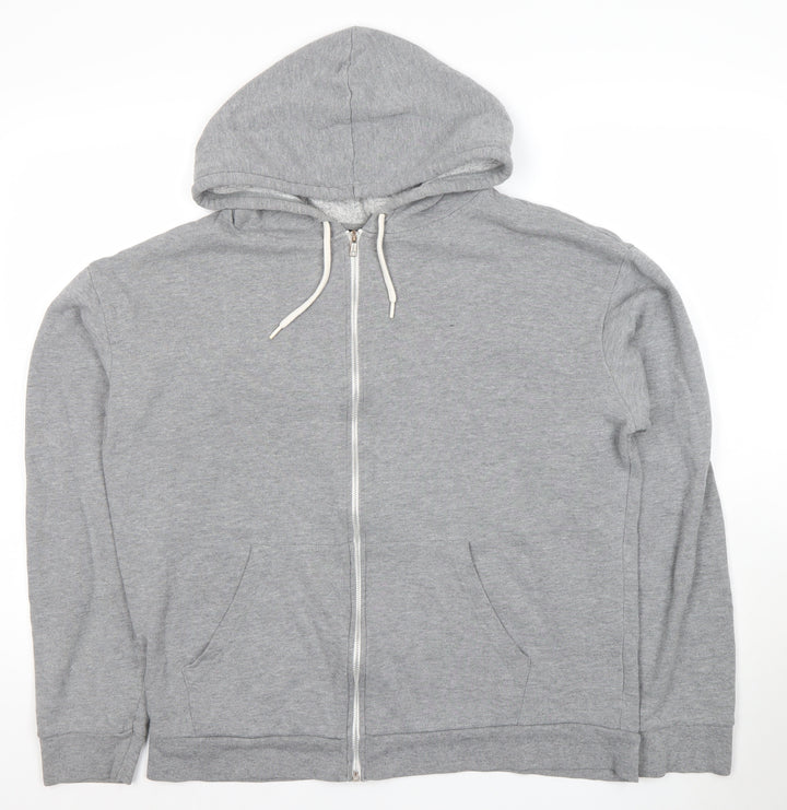 Topshop Women Grey Full Zip Hoodie UK 12 Cotton Blend Casual