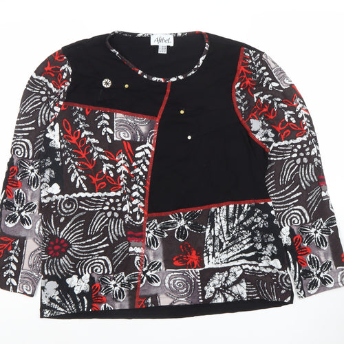 Afibel Women's Black Multicoloured Floral Long Sleeve Tunic Top UK 16/18