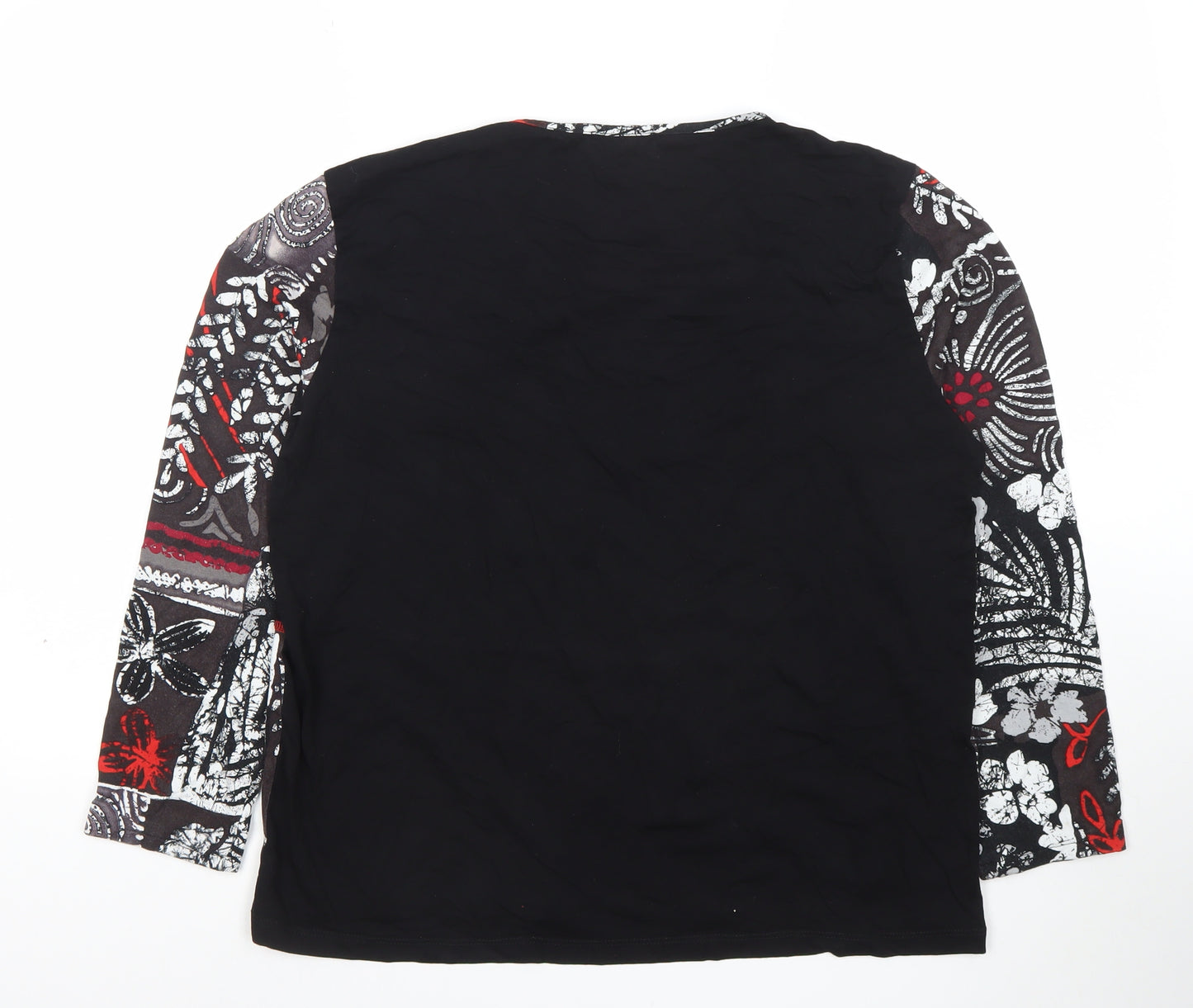Afibel Women's Black Multicoloured Floral Long Sleeve Tunic Top UK 16/18