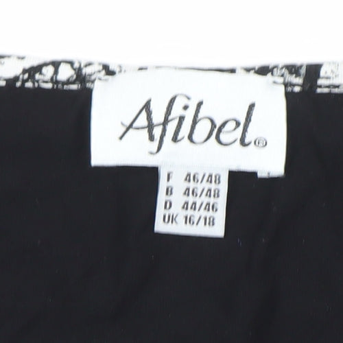 Afibel Women's Black Multicoloured Floral Long Sleeve Tunic Top UK 16/18