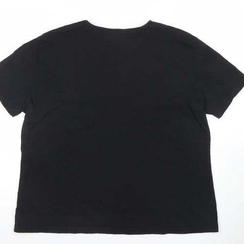 Eastex Women’s Black Floral Embroidered Cotton T-Shirt Size L