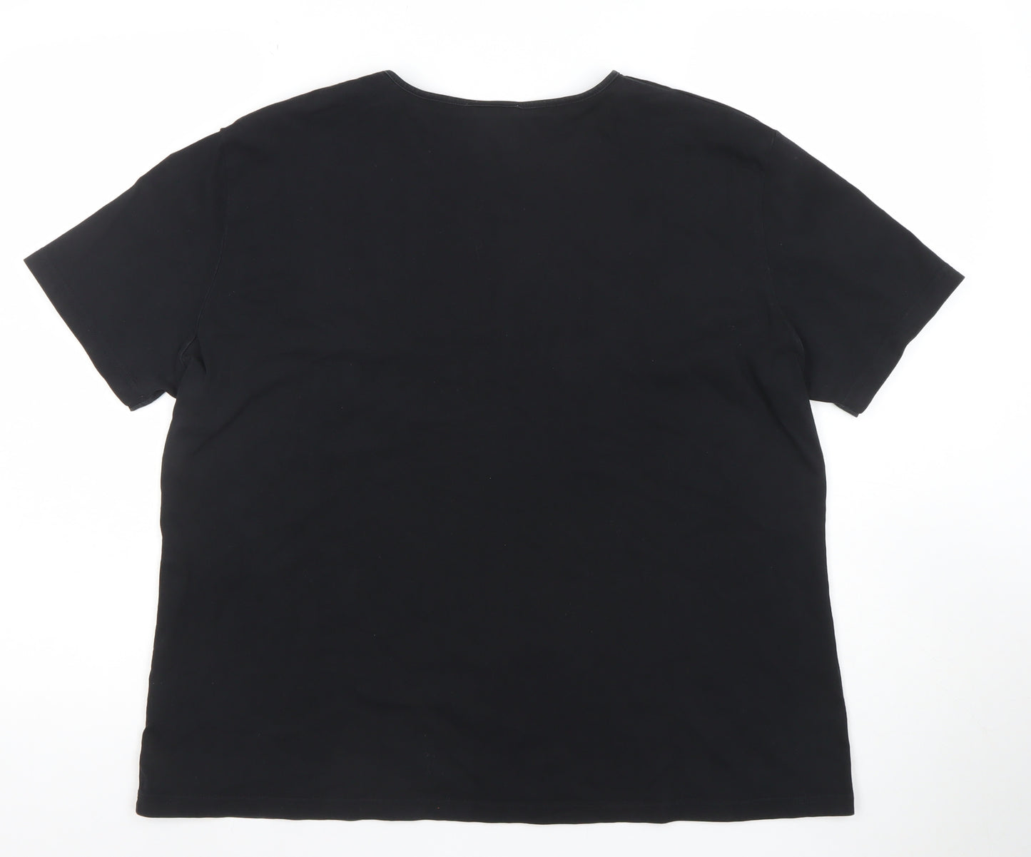 Eastex Women’s Black Floral Embroidered Cotton T-Shirt Size L