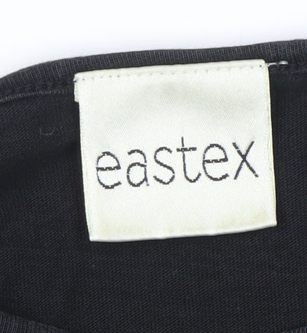 Eastex Women’s Black Floral Embroidered Cotton T-Shirt Size L