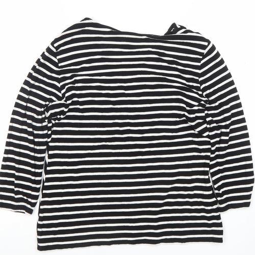 CC Petite Black & White Striped Viscose Top V-Neck Twist Front M
