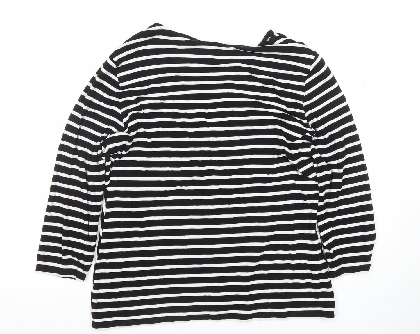 CC Petite Black & White Striped Viscose Top V-Neck Twist Front M