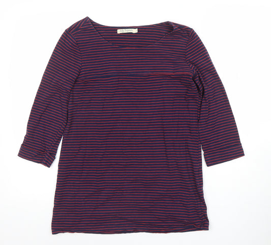Lily Originals Women's Blue Red Striped 3/4 Sleeve Jersey T-Shirt Size 12