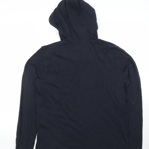 French Connection Men's Black Pullover Hoodie L Lightweight Cotton