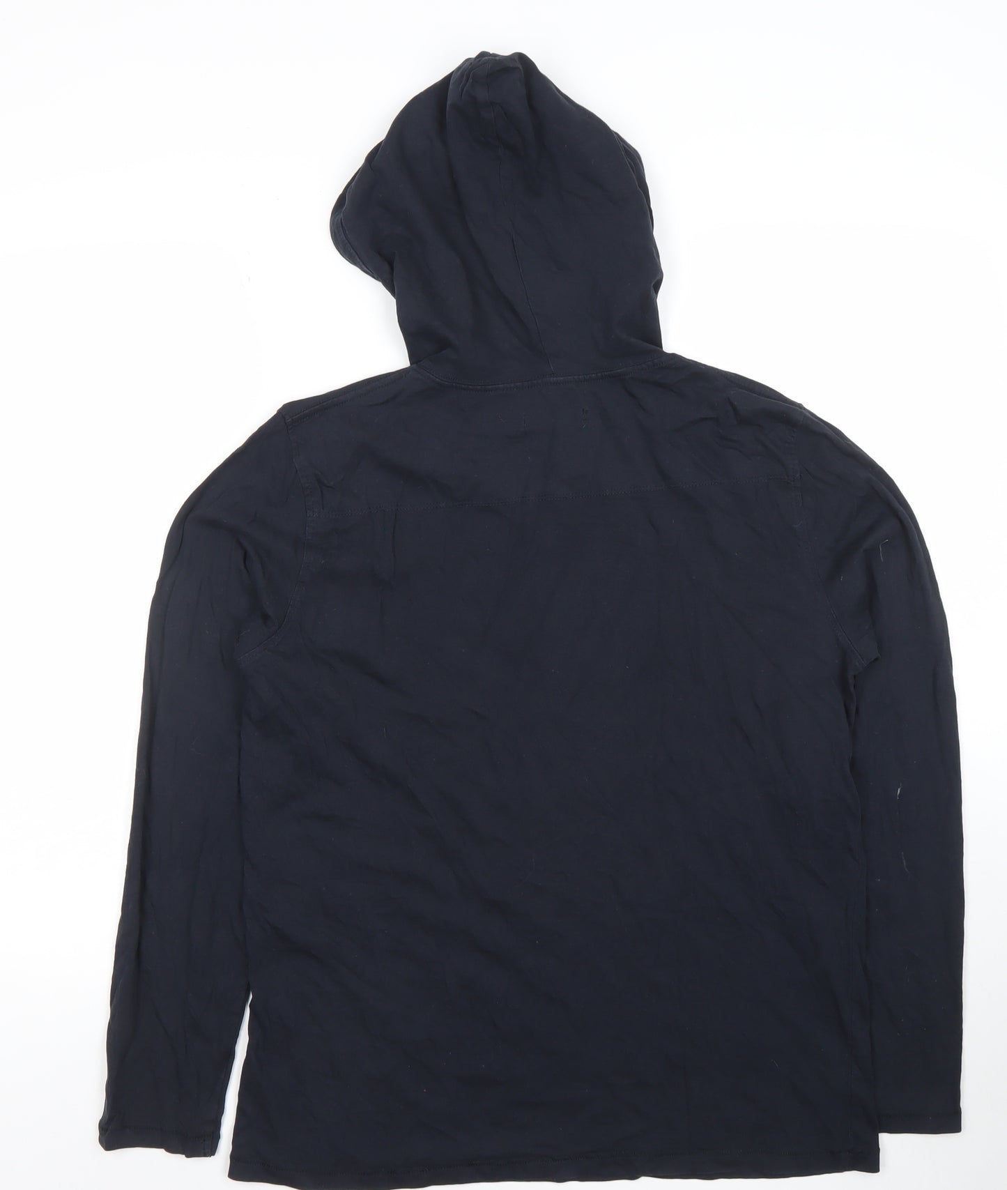 French Connection Men's Black Pullover Hoodie L Lightweight Cotton