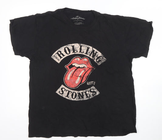 The Rolling Stones Men's Black L Band Graphic Cotton T-Shirt