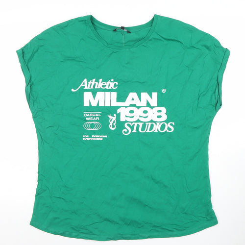 Peacocks Women's Green Size 18 Crew Neck Cotton T-Shirt