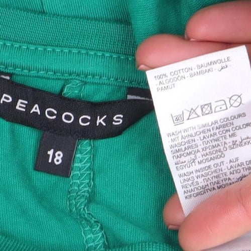 Peacocks Women's Green Size 18 Crew Neck Cotton T-Shirt