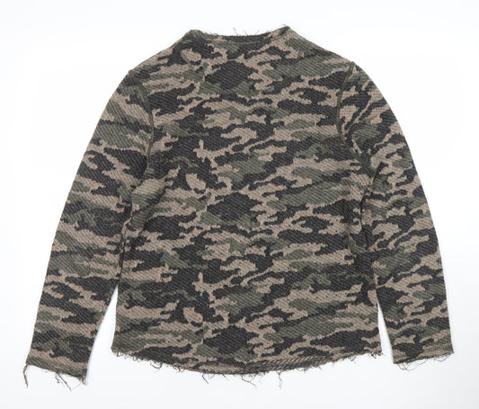 Carisma Casual Women's Green Camouflage Knit Pullover Jumper Size S