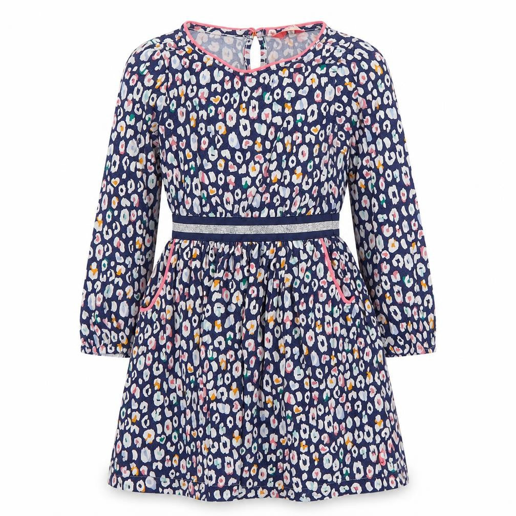 Joules Girls Blue Animal Print Cotton Fit & Flare Dress Age 7 Years