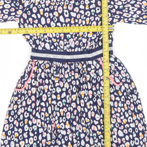 Joules Girls Blue Animal Print Cotton Fit & Flare Dress Age 7 Years